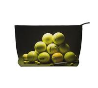 PHAYAH Yellow Sunflower On A Brown Background Patterned Cosmetic Bag Portable Large Capacity Cosmetic Bag Corduroy Zipper Toiletry Bag Travel Bag, Tennis Diagram, One Size