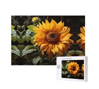 Phayah Yellow Sunflower On A Brown Background Puzzles 300 Piece for Jigsaw Puzzle Wooden Puzzle for Family Friend Home Decor Wall Art 15.7 X 11in
