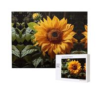 Phayah Yellow Sunflower On A Brown Background Puzzles 500 Piece for Jigsaw Puzzle Wooden Puzzle for Family Friend Home Decor Wall Art 20.4 X 15 in