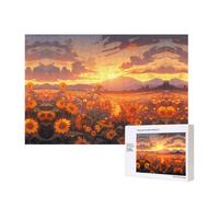 Phayah Yellow Sunflowers at Sunset Puzzles 300 Piece for Jigsaw Puzzle Wooden Puzzle for Family Friend Home Decor Wall Art 15.7 X 11in
