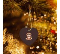 Phayah Yoga Sloth Coffee Pattern Ceramic Heart-Shaped Christmas Tree Ornaments, Family New Year Home Souvenirs For Gatherings