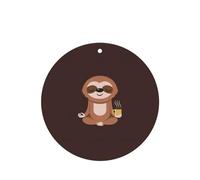 Phayah Yoga Sloth Coffee Pattern Lavender Scent Car Air Freshener Round Shape Card Hanging Hanging Scented Card 4 Pcs For Cars Closet Drawer Eliminate