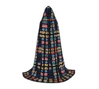PHAYAH You Make Me Happy Camper Trailer Pattern Adult Hooded Cloak For Masquerade Cosplay Halloween Witch Cloak Christmas Party Robe S