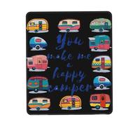 Phayah You Make Me Happy Camper Trailer Pattern Mouse Pad with Non Slip Rubber Base Gaming with Stitched Edge, Mousepad for Laptop, Computer, Office 7.9 X 9.5 in