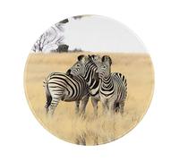 PHAYAH Zebras On South Africa Pattern Round Mouse Pad Waterproof Non-Slip Rubber Base Desktop Protection Mat Diameter 7.9 Inches