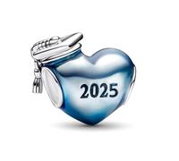 PHCLASY 2025 Blue Heart Graduation Charms Compatible for Bracelets Graduation Jewelry Women's Bead Charms