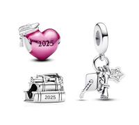 PHCLASY 2025 Graduation Cap Set Charms Compatible for Bracelets Graduation Jewelry Women's Bead Charms