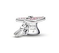 PHCLASY 2026 Pink Graduation Cap Stars Charms Pendant Compatibility for Bracelet School Graduation Heart Charm Women's, Cubic Zirconia