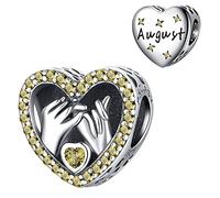 PHCLASY Birthstone Charms 925 Sterling Silver with Cubic Zirconia Dangle Women's Bead Charms fit Bracelets and Necklaces,Birthday Mother's Day Girls Jewelry Gifts,August