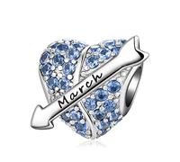 PHCLASY Birthstone Charms 925 Sterling Silver with Cubic Zirconia Dangle Women's Bead Charms fit Bracelets and Necklaces,Birthday Mother's Day Girls Jewelry Gifts,March