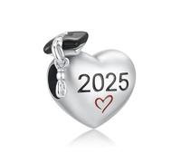 PHCLASY Heart 2025 Graduation Charms Compatible for Bracelets Graduation Jewelry Women's Bead Charms
