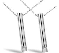 PHCOZY Pack of 2 Stress Relief Mindful Breathing Necklace, Necklace for Anxiety Relief, Mindful Necklace, Stainless Steel, Portable Necklace for Women and Men