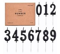 PHD CAKE 10-Pieces Black Numeral Birthday Candles, Cake Numeral Candles Number 0-9 Glitter Cake Topper Decoration for Birthday,Wedding Anniversary,Party Celebration