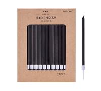 PHD CAKE 24Count Black Long Thin Birthday Candles Cake Candles Birthday Parties Wedding Decorations Party Candles
