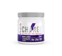 PhD Charge, All in One Pre Workout Powder with Creatine for Women and Men, Rich in Beta Alanine, High Caffeine for pre-Workout, Grape Candy Flavour, 20 Servings Per 300g Bottle