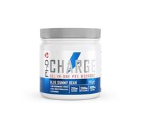 PhD Charge, All in One Pre Workout Powder with Creatine for Women and Men, Rich in Beta Alanine, High Caffeine for pre-Workout, Blue Gummy Bear Flavour, 20 Servings Per 300g Bottle