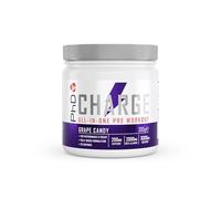 PhD Charge, All in One Pre Workout Powder with Creatine for Women and Men, Rich in Beta Alanine, High Caffeine for pre-Workout, Grape Candy Flavour, 20 Servings Per 300g Bottle