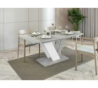 PHD Furniture Extendable Dining Table for 6 People DUBAI Stone Effect, White