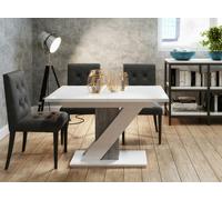 PHD Furniture Extendable Dining Table for 6 People MAVEA White Gloss Grey Concrete Look