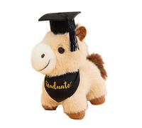 PhD Graduation Cap Pony Plush Toy 28cm Soft Stuffed Horse with Mortarboard for Graduation Gift Home Decoration