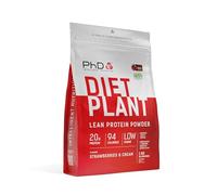 PhD Nutrition Diet Plant, Vegan Protein Powder Plant Based, Strawberries and Cream, High Plant Protein, 40 Servings Per 1 kg Bag (Packaging May Vary)