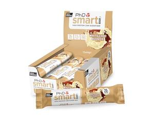 PhD Nutrition Smart Protein Bar Low Calorie, Nutritional Protein Bars/Protein Snacks, High Protein Low Sugar, White Chocolate Blondie Flavour, 21g of Protein, 64g Bar (12 Pack)