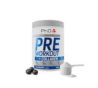 PhD Pre-Workout Powder - Blueberry Pre-Exercise Drink with Creatine, L-Citrulline, L-Leucine and Collagen - Caffeine Free - 500g