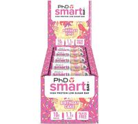 PhD Smart Bar, High Protein Low sugar chocolate coated snack (Birthday Cake), 24 Half size Bars