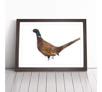 Pheasant Bird in Winter Framed Wall Art Picture Print - Canvas Painting - Modern Home Décor Poster - Ready to Hang for Living Room Bedroom Kitchen - Walnut A4 (27 x 36 cm)