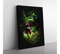 Pheasant Bird Vol.1 Paint Splash Modern Canvas Wall Art Print Ready to Hang, Framed Picture for Living Room Bedroom Home Office Décor, 50x35 cm (20x14 Inch)