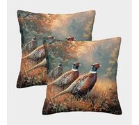 Pheasant Birds-wildlife Painting Style Pillow Covers 2 Pack Cozy Pillowcase Art Cushion Case with Zipper Decor for Couch Livingroom 45x45cm