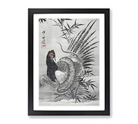 Pheasant Caught By A Snake By Kawanabe Kyosai Asian Japanese Framed Print | A2 Black Framed Wall Art | Ready to Hang | Asian Nature Picture | Living Room Bedroom Lounge Office