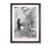 Pheasant Caught By A Snake By Kawanabe Kyosai Asian Japanese Framed Print | A3 Walnut Framed Wall Art | Ready to Hang | Asian Nature Picture | Living Room Bedroom Lounge Office