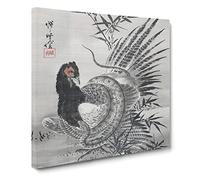 Pheasant Caught by a Snake by Kawanabe Kyosai Canvas Print | Gallery Wrapped 30mm Frame Wall Art | 20x20 inches | Ready to Hang | Asian Animals Picture | Living Room Bedroom Lounge Office