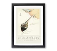 Pheasant Couple By Ohara Koson Exhibition Museum Asian Japanese Framed Print | A2 Black Framed Wall Art | Ready to Hang | Asian Nature Picture | Living Room Bedroom Lounge Office