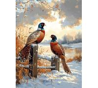 Pheasant Diamond Art, 5D Diamond Painting Snow Scene, DIY Full Drill Gem Art Kits Adults Beginner Mosaic Making Kits, Cross Stitch Crystal Paintings Craft for Decor, Gifts for Women 40x55cm - 1F55A