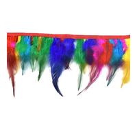 Pheasant Feathers On Tape Ribbon Trim Fringe Chicken Cock Crafts Clothes Sewing Trimmings Multicolor 1 Meters