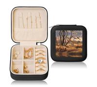 Pheasant Hunting Portable Square Leather Jewelry Box â€“ Storage for Rings, Earrings, Necklaces & Bracelets with Zipper Case