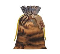pheasant hunting Print Christmas Bags with Drawstrings, Christmas Treat Pouches, Party Favor Bags M