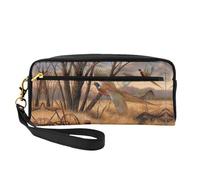 Pheasant Hunting Print Leather Small Makeup Bag – Reusable Cosmetic Accessories Organizer, Travel Toiletry Bag