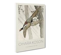 Pheasant In Flight By Ohara Koson Canvas Print | Gallery Wrapped 30mm Frame Wall Art | 20x14 inches | Ready to Hang | Asian Picture | Living Room Bedroom Lounge Office