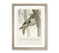 Pheasant In Flight By Ohara Koson Exhibition Museum Asian Japanese Framed Print | A4 Oak Framed Wall Art | Ready to Hang | Asian Nature Picture | Living Room Bedroom Lounge Office
