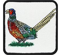 Pheasant Patch Common Animals Wildlife Iron-on Emblem | Embroidered Artwork Hunting Gift | Forest Chicken Hunter Badge Nature Protection Patch to sew-on for All Fabrics 75X75 mm