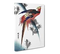 Pheasant & Small Pine By Utagawa Hiroshige Canvas Print | Gallery Wrapped 30mm Frame Wall Art | 30x20 inches | Ready to Hang | Asian Picture | Living Room Bedroom Lounge Office