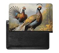 Pheasants Animals Passport Holder with 3 Card Slots, Portable PU Leather Travel Wallet, Slim Protective Cover for Passport, ID, Credit Cards