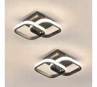 Pheashine 2-Pack Square LED Ceiling Lights, 23cm, 22W 4500K Neutral White Flush in Black Pheashine Black