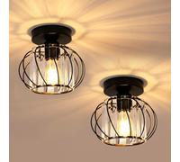 Pheashine 2 Pieces Crystal Ceiling Light Black E27 Small Modern Crystal Chandelier for Entrance, Hallway, Bedroom, Kitchen, Living Room