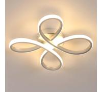 Pheashine 30W LED Ceiling Light, Silver 30cm Flower Flush Mount Lamp, Warm Light in White Pheashine White