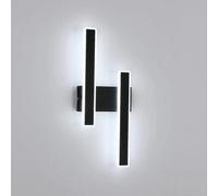 Pheashine 32W Integrated Led Wall Light, 6500K Cool White, Modern Black Dual Bar