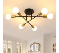 Pheashine 6-Light Ceiling Light, Modern Sputnik Chandelier, Adjustable E27 Socket in Black Pheashine Black